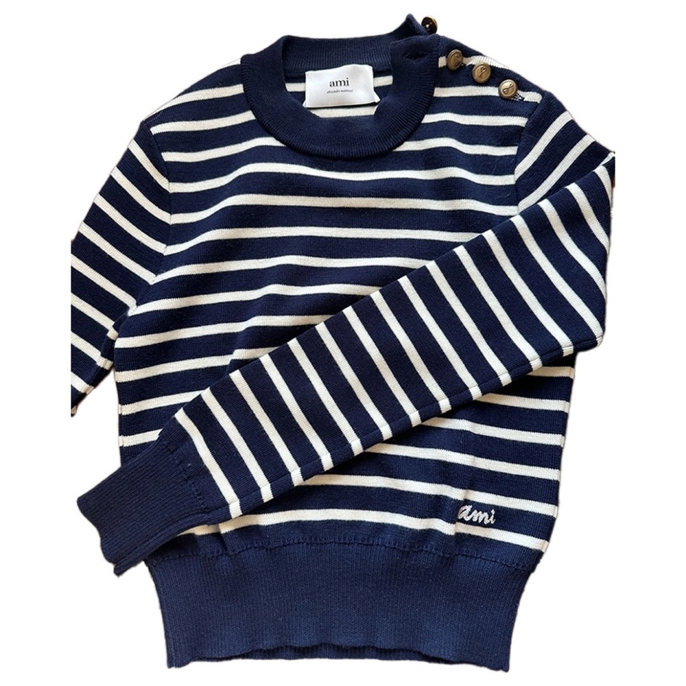 Ami Paris Sweater in Navy and White Stripes